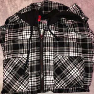 Black and white flannel with hood